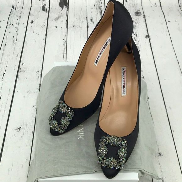 Manolo Blahnik Shoes - Manolo Blahnik Satin Hangsis 105mm Size EU 38
